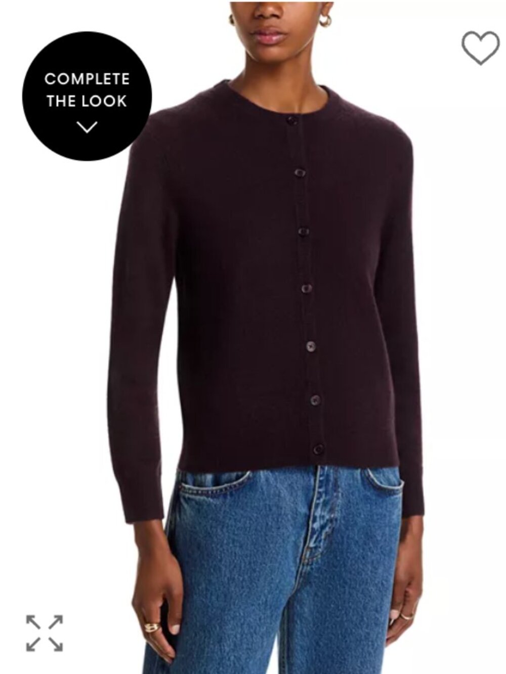 Bloomingdale's 100% Cashmere Crewneck Cardigan Sweater- Brown Size XL